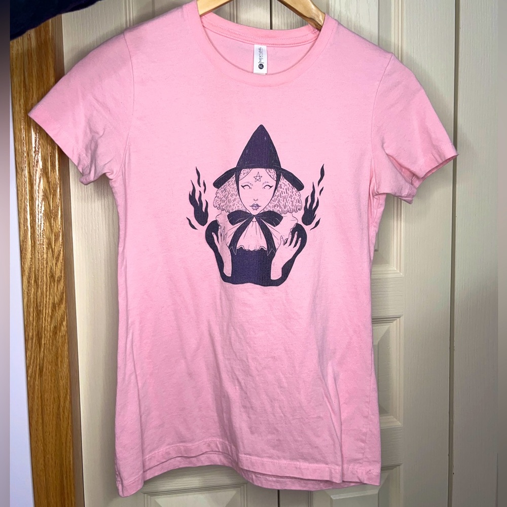 Witchy Pink and Black Shirt Goth Pastel Chic Cute